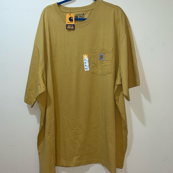 Men’s New Carhartt Loose Fit Heavy Weight Short Sleeve Yellow Pocket T-Shirt - Picture 1 of 6
